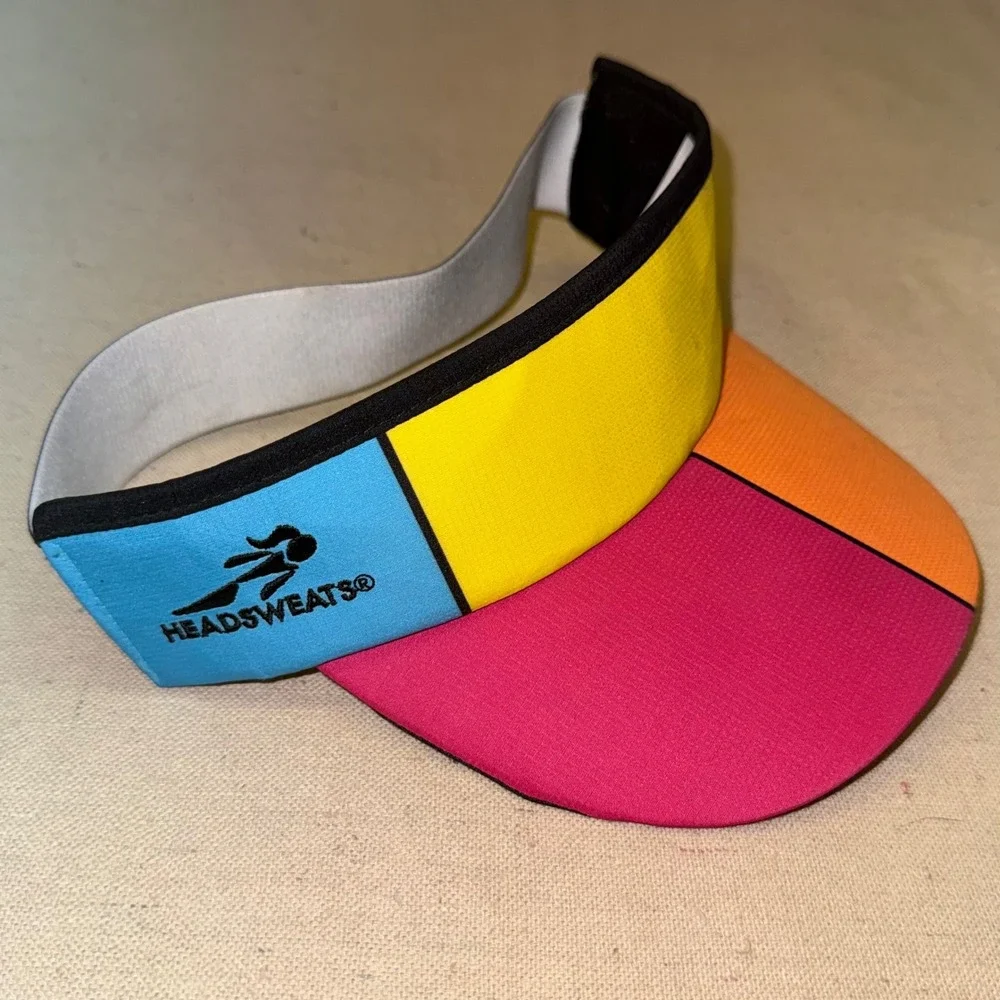 Headsweats Sparkle Athletic Colorblock Running Visor Pink Orange Yellow Blue